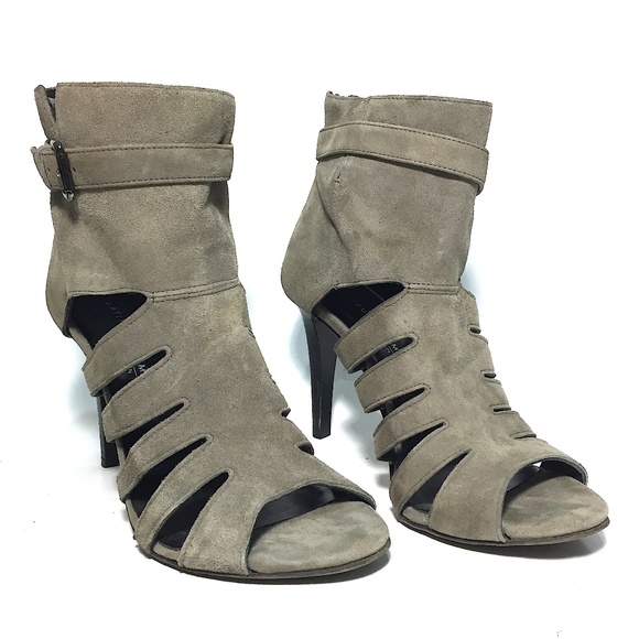 Latitude Femme Suede Heeled Ankle Bootie Sandals - Picture 2 of 8